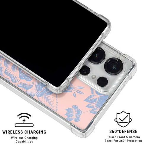 Rose Quartz & Serenity Floral Galaxy S25 Ultra Clear Case